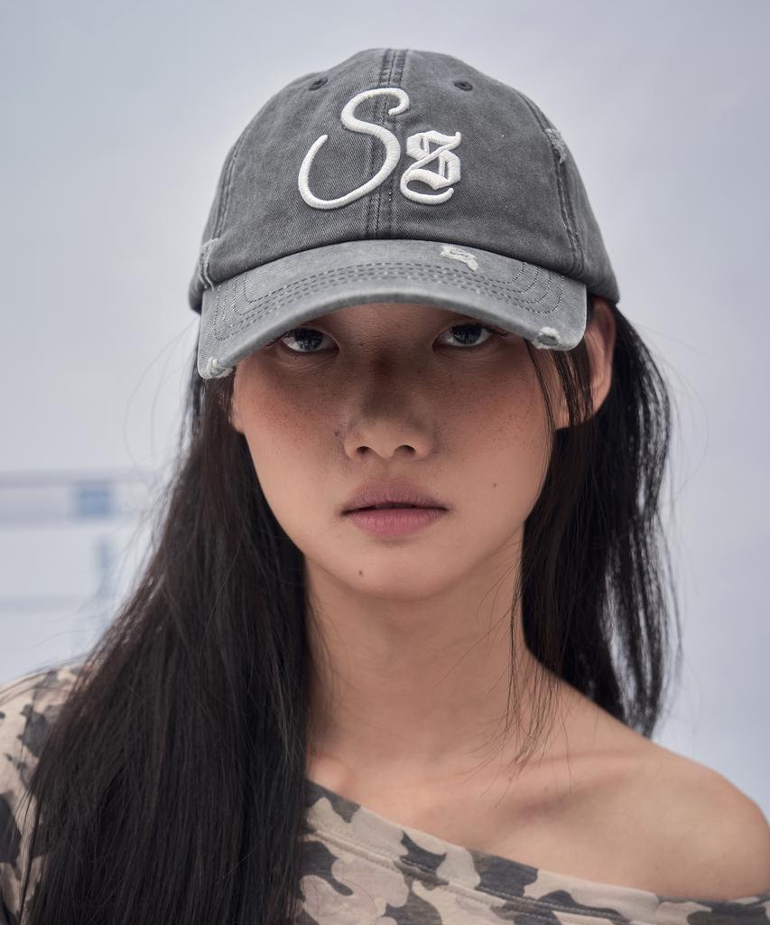 SOMSOC Signature Destroyed Ball-Cap_Charcoal