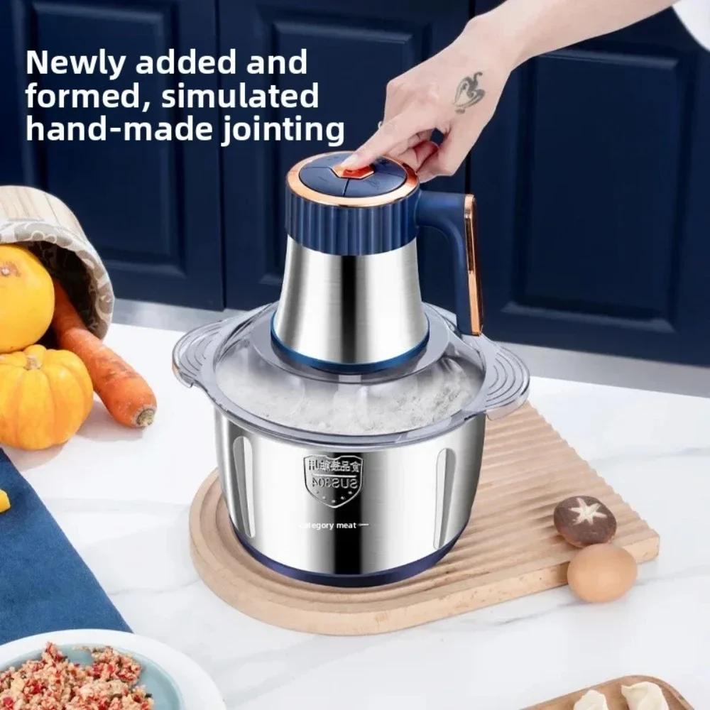 5L High Power 5 Gear Electric Meat Grinder Stainless Steel Multifunctional Home Meat Mincer with 1 Rotating 6-Leaves Steel Knife