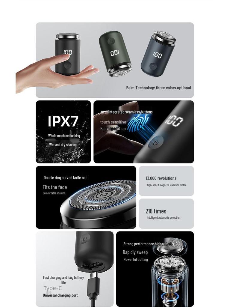 2025 Portable Rechargeable Mini Shaver – Lighted, Electric, Steel, and Car Washable Razor