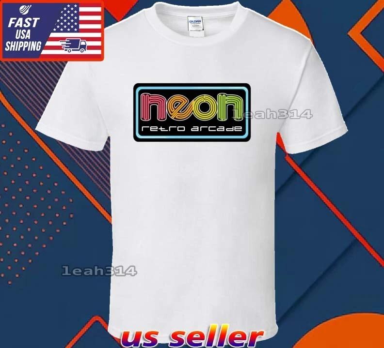 New Shirt Neon Rertro Arcade Logo T-Shirt Funny American Usa Unisex Size S-5XL