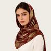 Silk Floral Jacquard Square Scarf Women Winter UV Protection Headwrap Lightweight Stylish Wrap