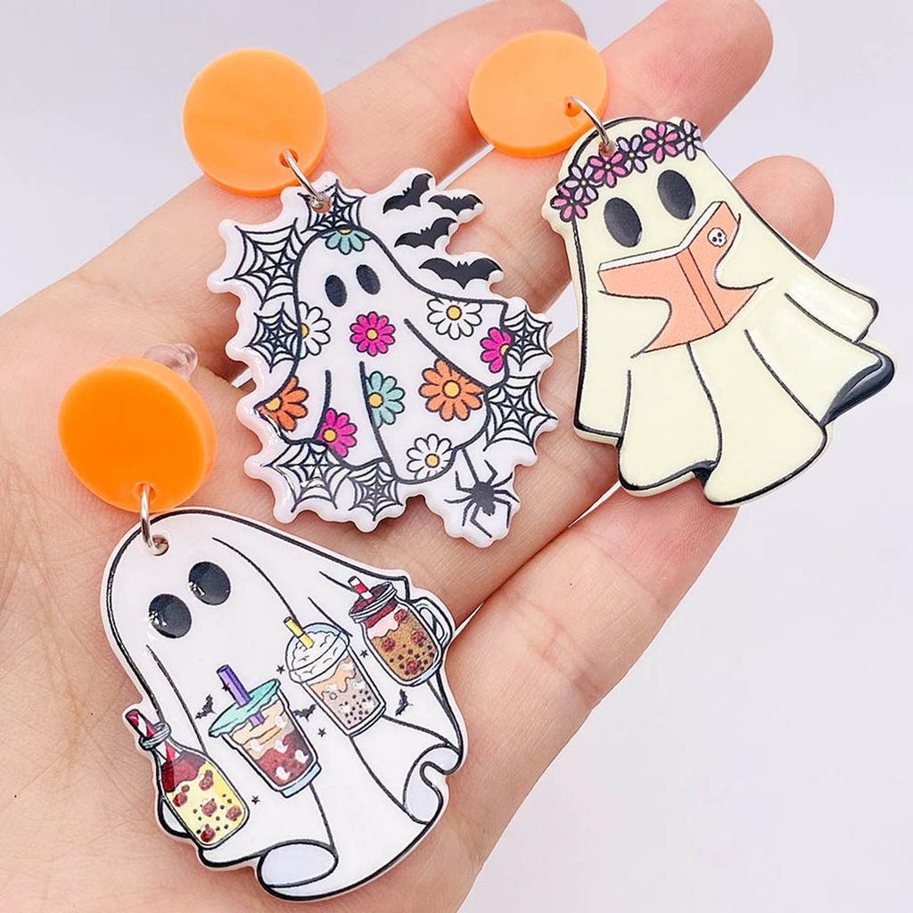 Novelty Halloween Earrings Cartoon Spook Dangle Earrings Cute Spook Dangle Earring for Christmas Jewellery Spooky Gift