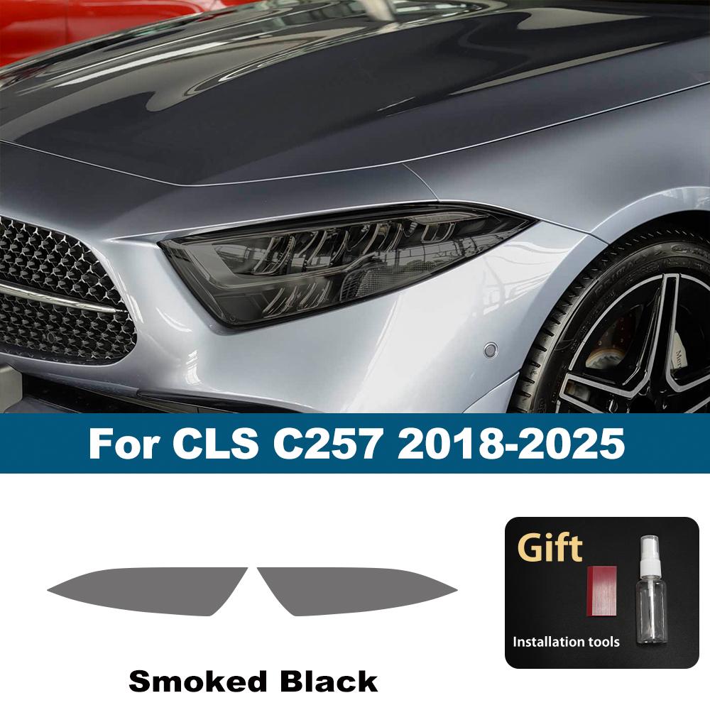 For Mercedes Benz CLA/CLE/CLS TPU Car Headlight Protective Film Smoke Black Gloss Pre-Cut PPF Anti-Scratch Vinyl Wrap Cover Kit