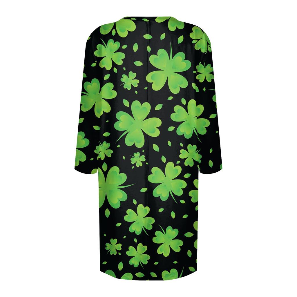 Women's  Casual 3/4 Sleeve Shirts Fashion St Patrick's Print Tunic Tops With Pockets
