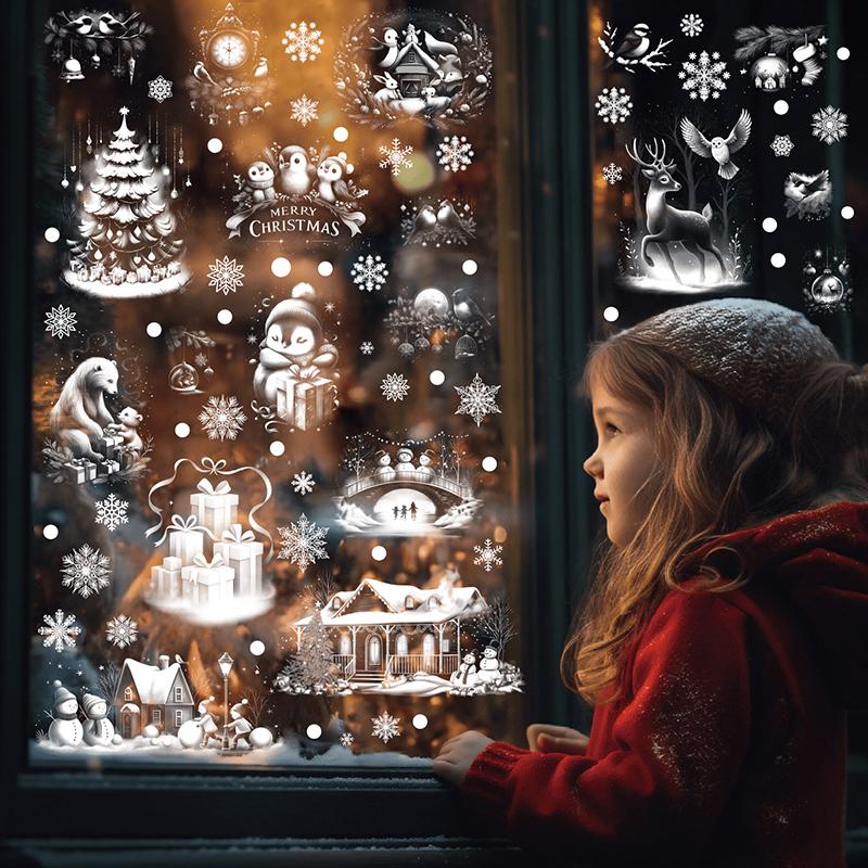 Christmas Window Stickers Decorations Static Stickers Wall Sticker Kids Room Wall Decals Merry Christmas Decorations