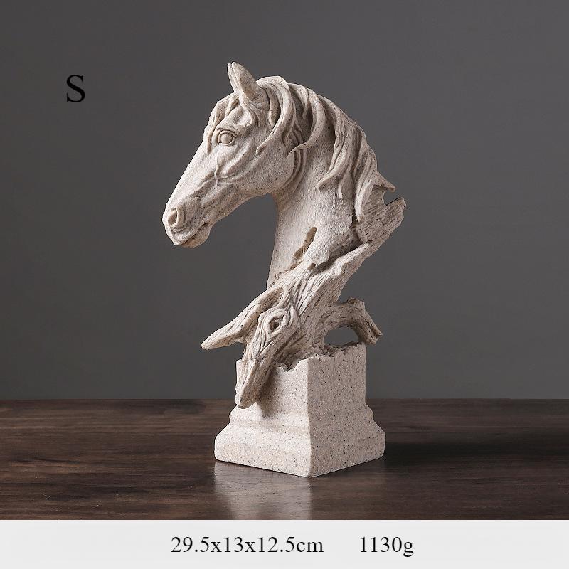 Retro Horse Head Ornament Home Decoration Living Room Bocage Office Ornament Resin Crafts Decoration