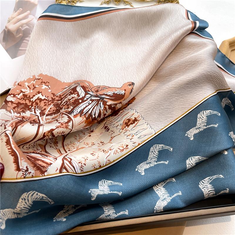 Silk Scarf For Women Luxury Hijab Hair Bands Square Neckerchief Female Satin Shawl Ribbon Headband Fashion Wraps Bandana