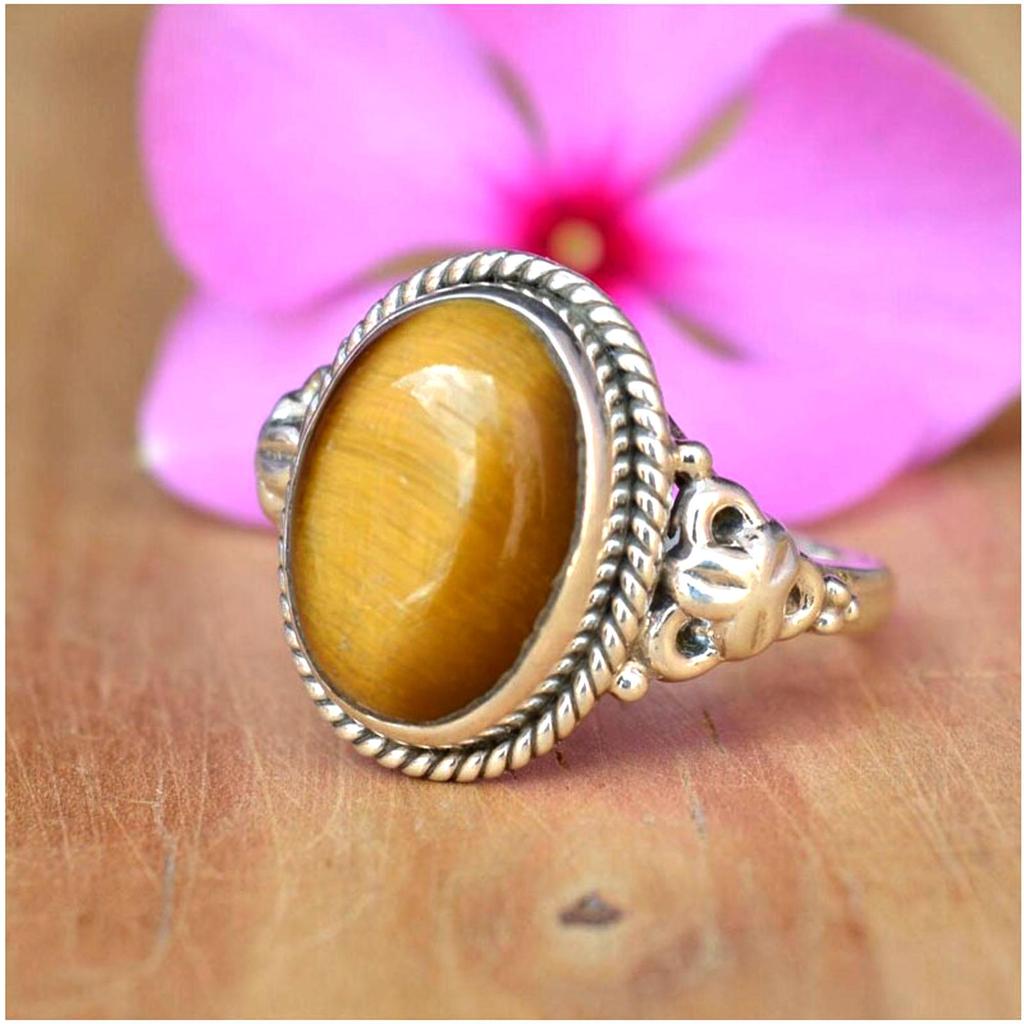 QAVISH Tiger Eye Sterling Silver Ring