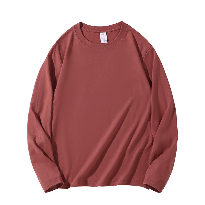 Men's Heavyweight 220g Cotton Long Sleeve Crew Neck T-Shirt, Available In 24 Solid Colors