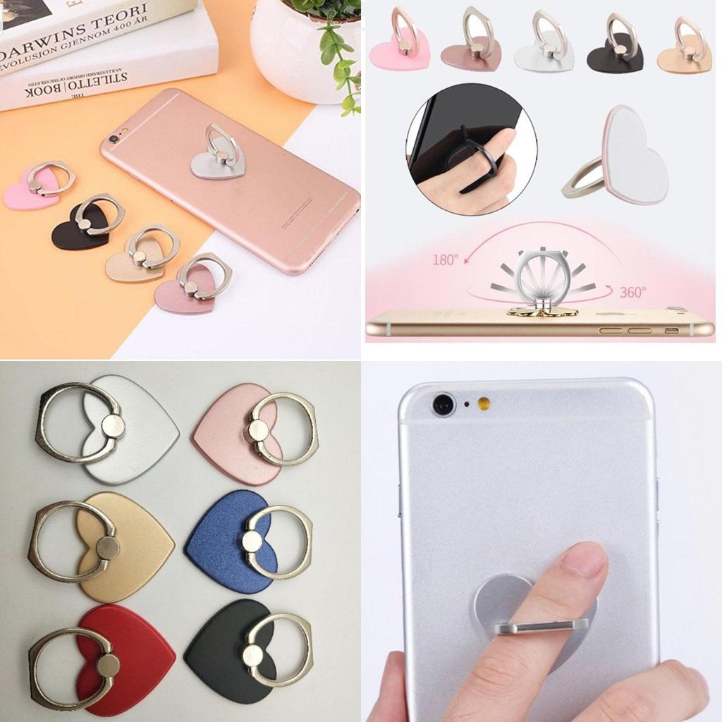 Heart Shape Ring Phone Holder With Metal Design For Universal Smartphones