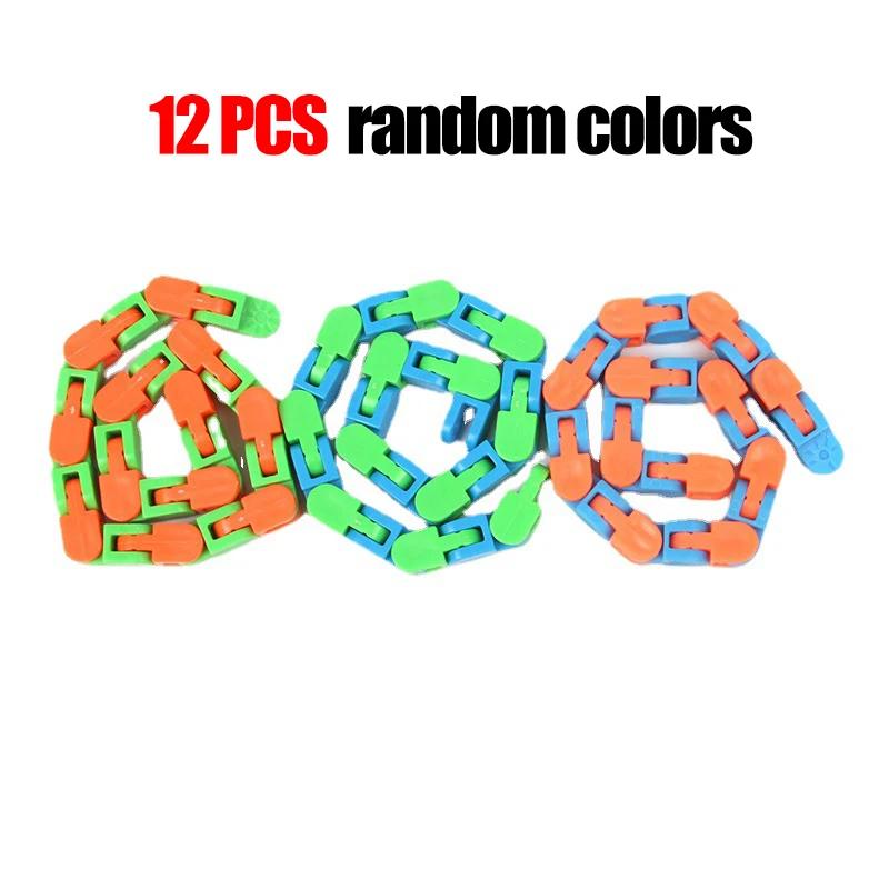 

New Fidget Toys 24 Section Chain Track Magic Bracelet Versatile Folding Stress Relief Sensory Chain Toy Kids Birthday Party Toys