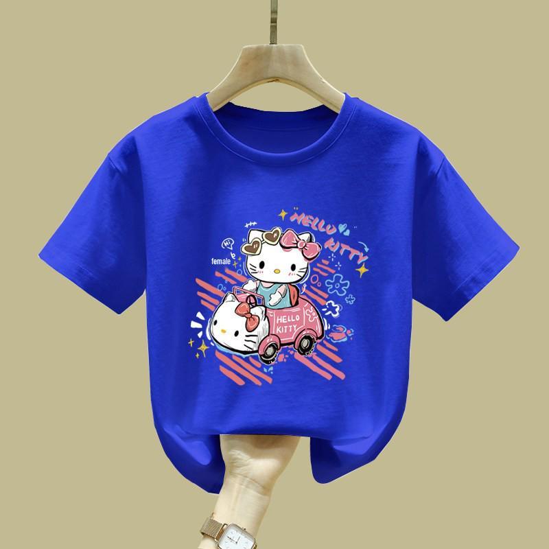 2026 Pure Cotton Girls' Short-Sleeve T-shirt - Simple Loose Summer Top for Medium and Large Children