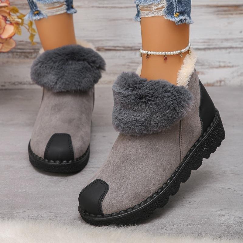 Large size thick-soled fluffy snow boots for women, new winter plush thickened warm snow boots for women