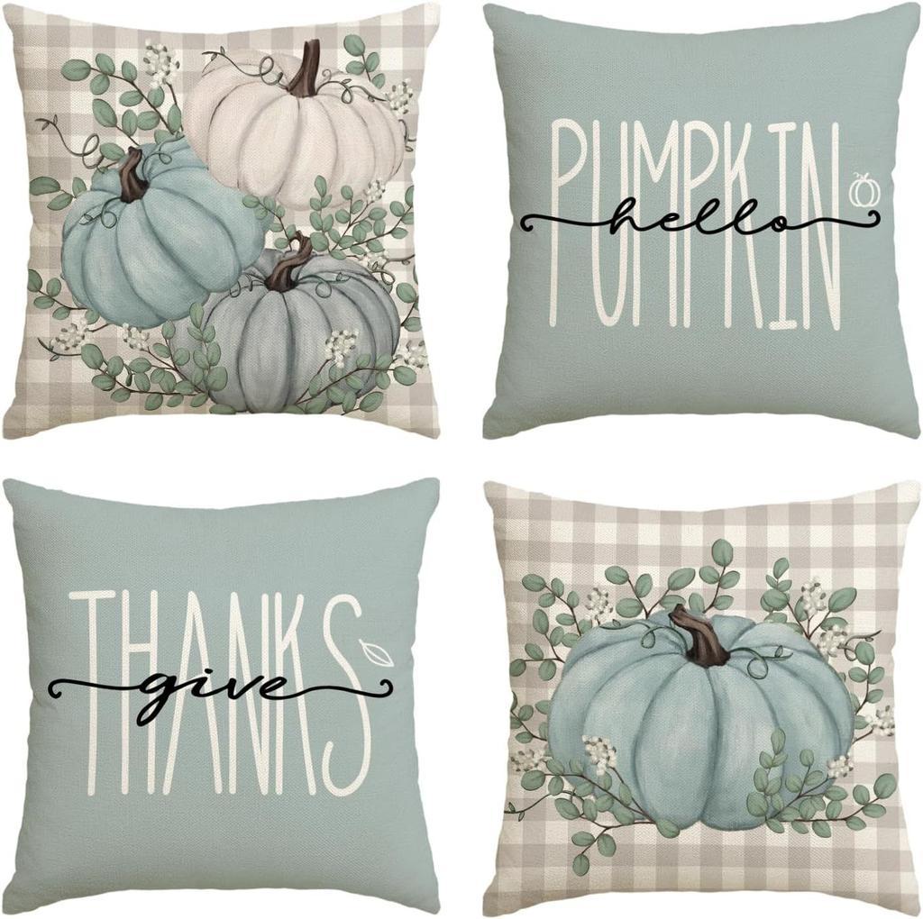 Autumn Thanksgiving Pillow Cover Set of Four Pumpkin Car Decoration Cushion Back Cover