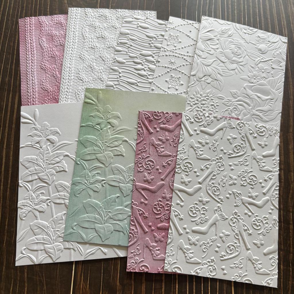 3D Textured Plastic Embossing Mold - Concave-Convex Template for DIY Journal Embossing, Set of 39.