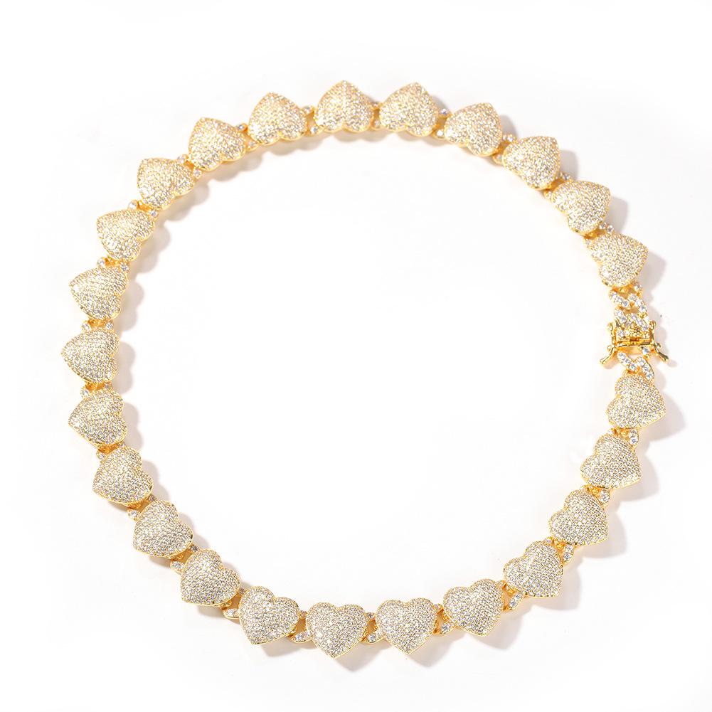 Nový zirkonový náhrdelník ve tvaru srdce Hip Hop Ins Stylový módní svetrový náhrdelník pro muže a ženy Ornament stejného stylu