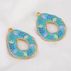 2pcs Stainless Steel Pendants Gold Plated Multicolor Flower Pattern Natural Scenery Printed Charm for DY Necklace Jewelry Making