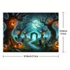 1Pcs Halloween Photography Background Cloth, Pumpkin Lanterns and Twisted Trees in the Mysterious Forest