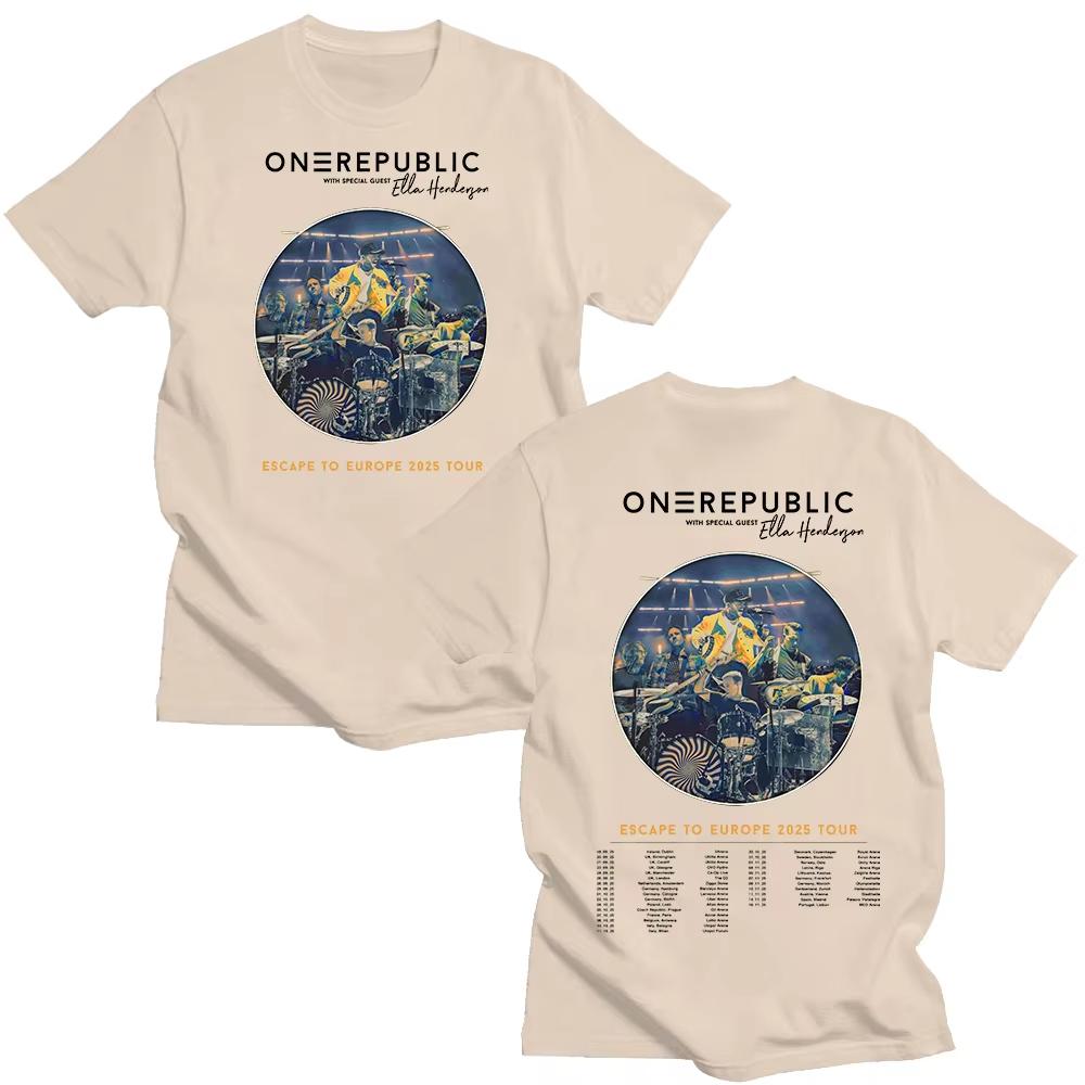 

OneRepublic Escape To Europe 2026 Tour T-shirt OneRepublic Fans Gift Perfect Tee Cotton Casual New Unisex Tops Trends Y2k TShirt M бежевий