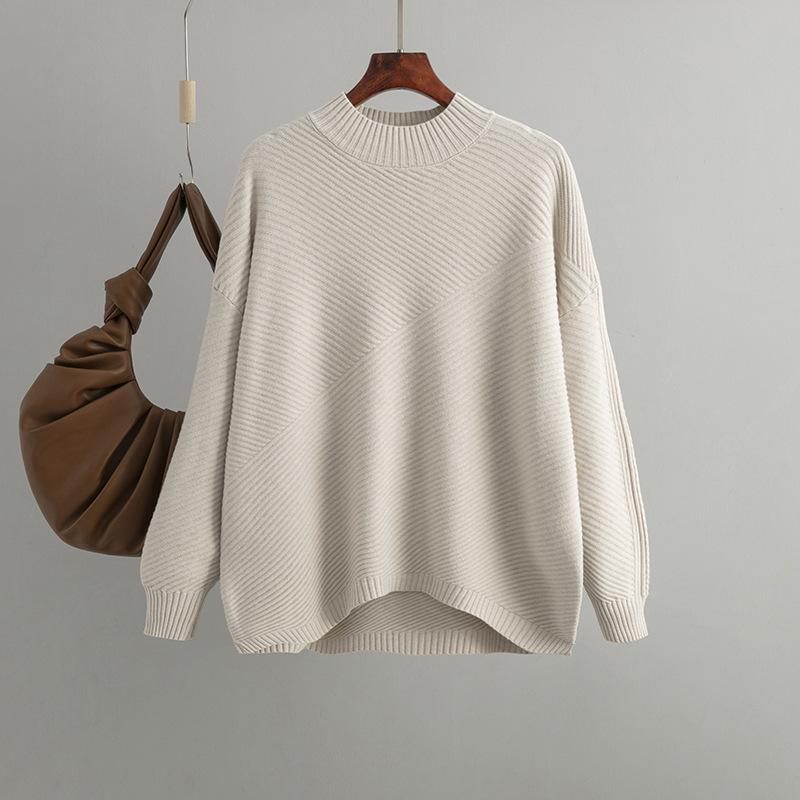Pull Vintage à manches longues pour femme, haut ample, grande taille, automne et hiver