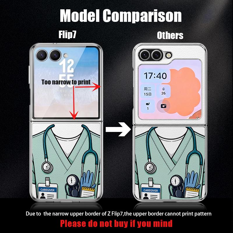 Cute Nurse Uniform Print Case For Samsung Z Flip 8 7 6 5 Luxury Plating Leather Skin Folding Phone Cover For Galaxy Z Flip8 Flip7 Flip6