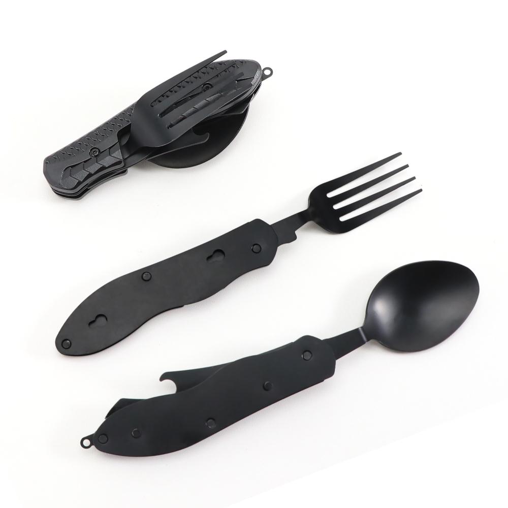 Jaswehome 3pcs  Portable Stainless Outdoor Flatware Set  Folding Lightweight Spoon Fork  Camping Utensils Foldable  Dining Tools