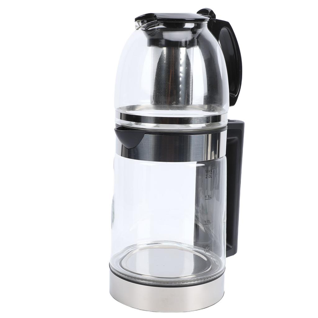 Electric Turkish Tea Maker 2000W Borosilicate Glass Tea Kettle Stainless Steel Infuser 2L Kettle 0.8L Teapot Capacity