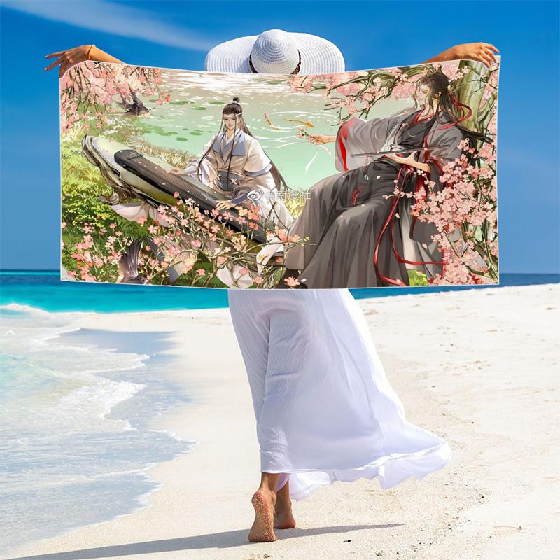 Mo Dao Zu Shi Print Beach Towel, Large Soft Quick Dry Towel for Beach Camping Swimming