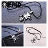 Stylish One Piece Black Alloy Skull Necklace For Young Adults, Featuring Sanji And Whitebeard
