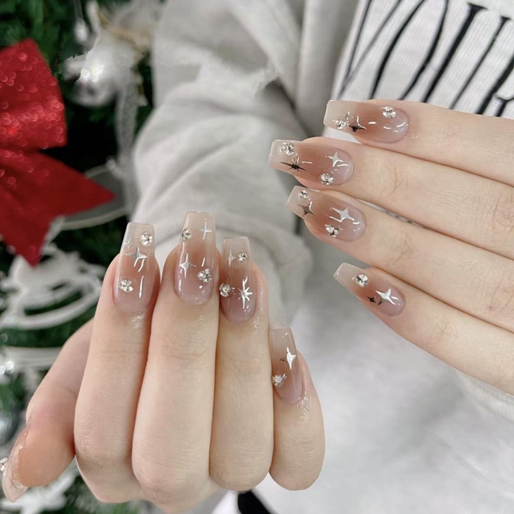 Silver Star & Moon Nail Art Stickers - Liquid Metal Love, Five-Pointed Stars, and Tiny Stars Decals.