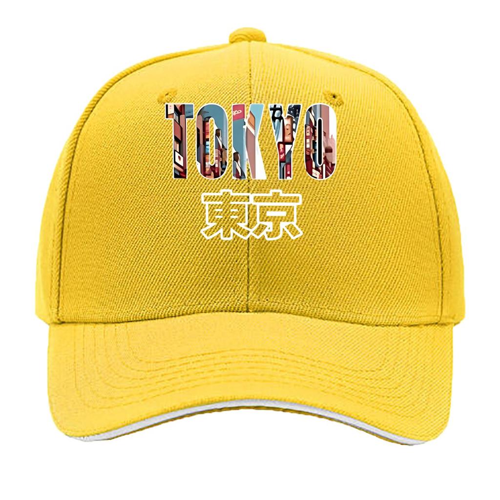 Unisex Tokyo Lettering Print Baseball Cap Text MachineWashable Outdoor Hat Suitable for Travel Sandwich Baseball Cap