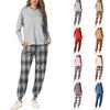 Women's Casual Loose Fit Printed Sweatshirt and Jogger Set with Chest Pocket - Round Neck 2 Piece Outfit for Daily Wear
