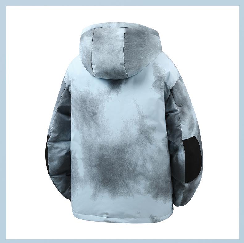 2025 Winter Men's Trendy Korean Tie-Dye Hooded Down Jacket