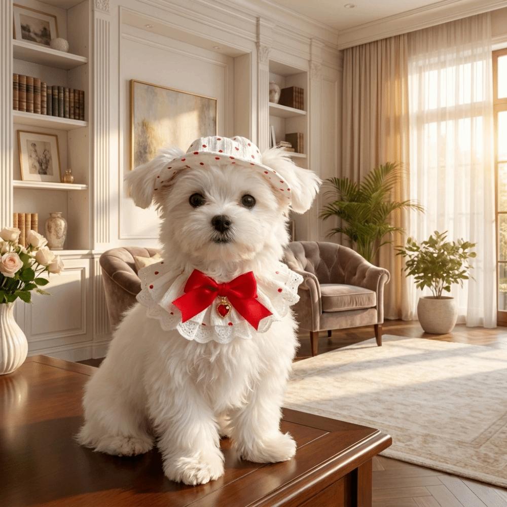 Fashion Breathable Pet Fisherman Hat Sweetheart Design Thin Cotton Pet Sun Hat Comfortable Adjustable Pet Scarf Costume Party