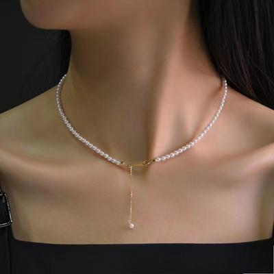 Applied Pearl Necklace Jewelry Female High Sense Strong Light Millet Beads Collarbone Chain Neck Chain
