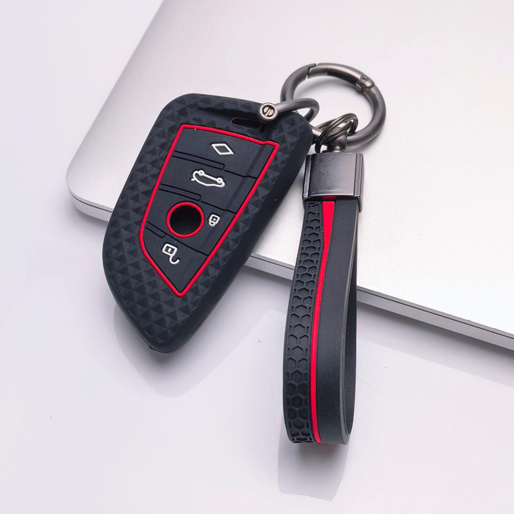 Key Case Cover for BMW i5 X1 X2 X3 X4 X5 X6 X7 with Keychain Anti-Scratch Guard Shockproof Protection Soft Grip Texture Responsive Button Touch