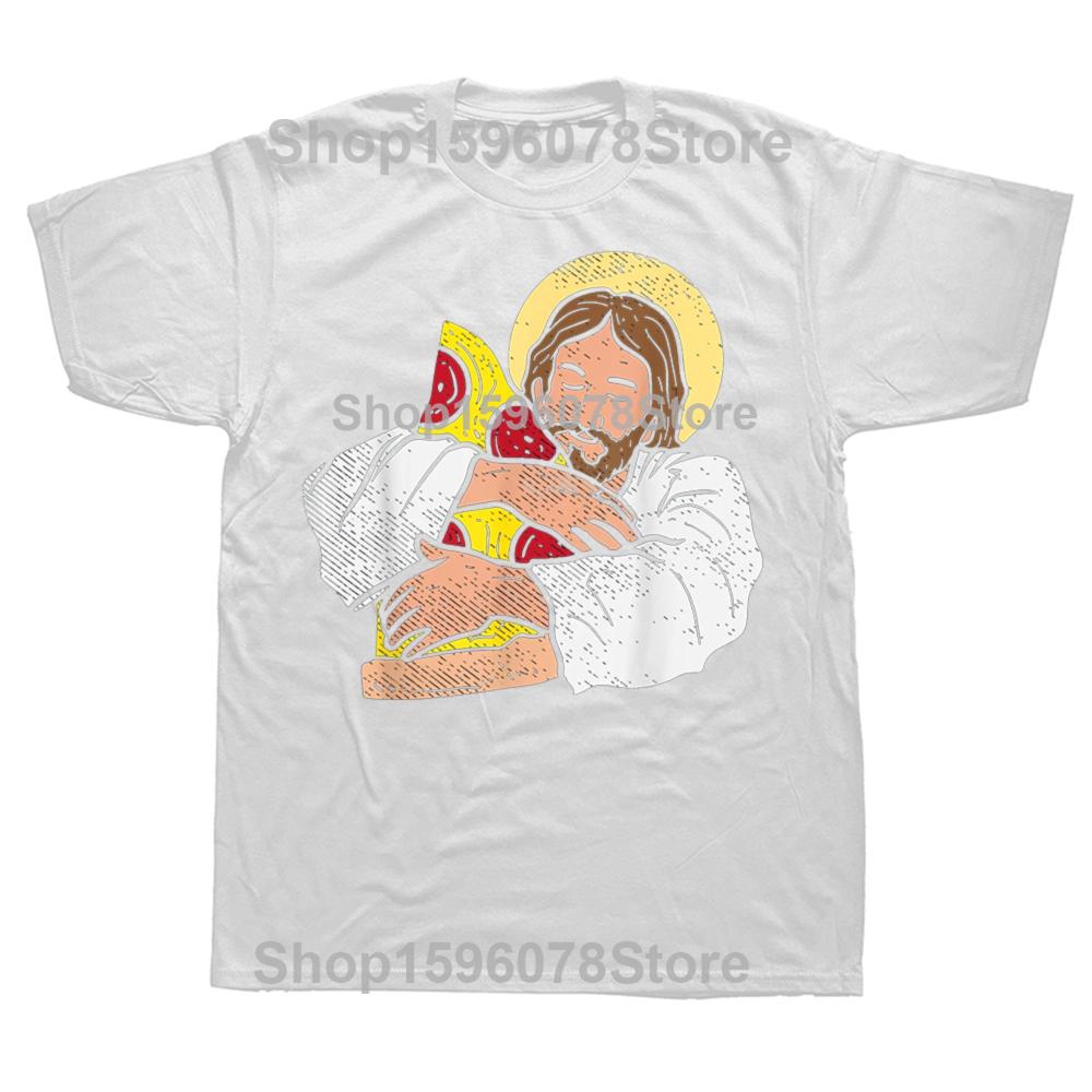 100% Cotton Food Lover Jesus Pizza Funny God Christ Snack Christian Gift T-Shirt MEN WOMEN UNISEX T Shirts