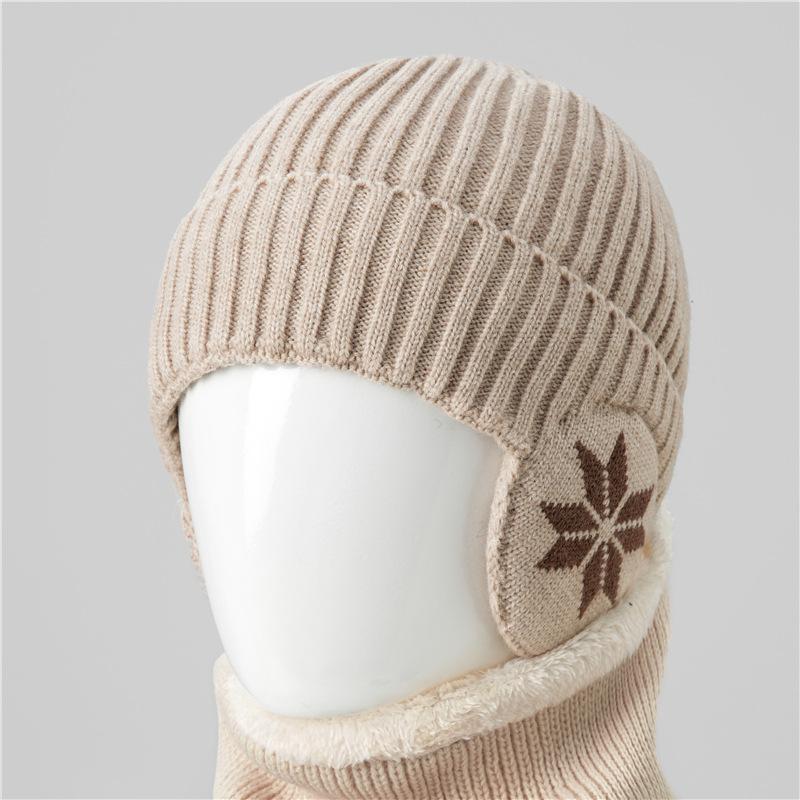 

Шапка Мужская зимняя бархатная с защитой ушей вязаная шерстяная шапка утолщенная осенняя для улицы для велоспорта теплая шапка защита от холода One size (separate hat) бежевый