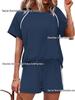 2026 Spring/Summer Women's Stretch Sport Casual Two-Piece Set - Round Neck Short Sleeve Top & Shorts