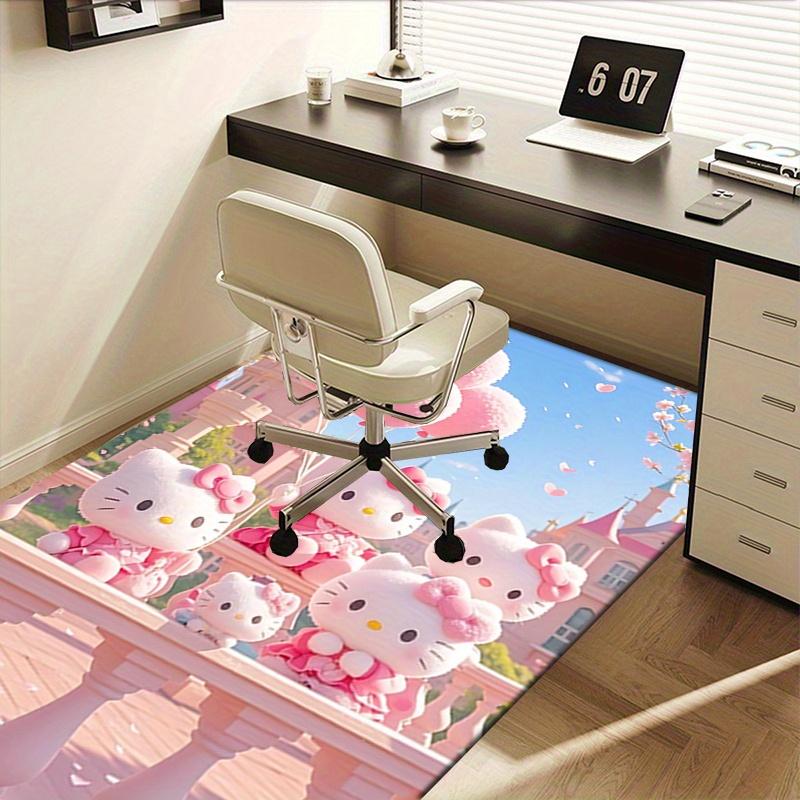 Office Rug Hello Kitty, Balloons Anti-Slip Rug, Machine Washable for Living Room, Bedroom, Office, Multiple Sizes, Bedroom Mat, Decorative Mat, Durabl