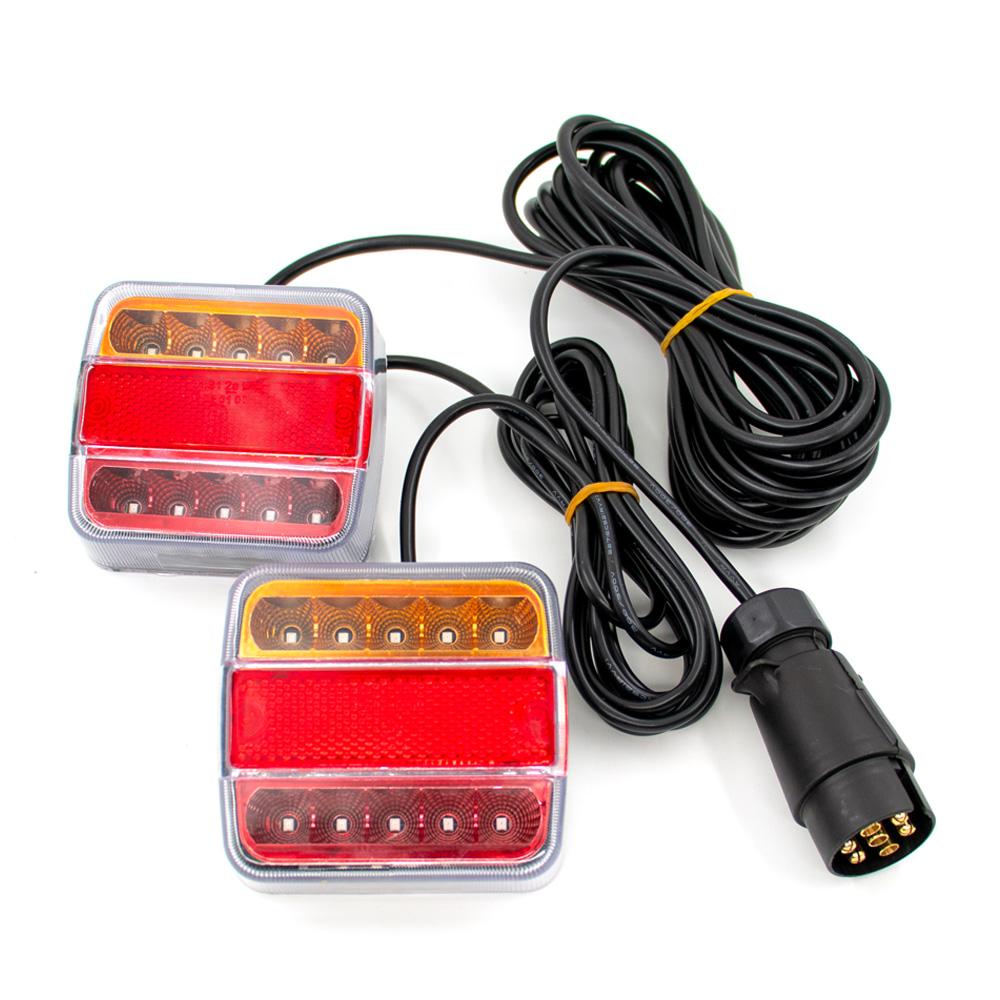1Set 12V EN 7Pin 10m Universal Rear Towing Tail Light LED Trailer License Number Plate Reflector Turn Signal Light Brake Lamp
