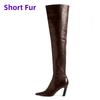 Western Women's Over the Knee High Boots Genuine Leather Heels Winter Shoes Ladies Black Brown Long Chelsea Boot Big Size 45