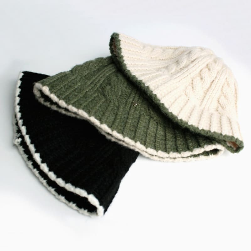 RACOHA Twisted Knitting bucket hat Twisted mohair wool knit bucket hat