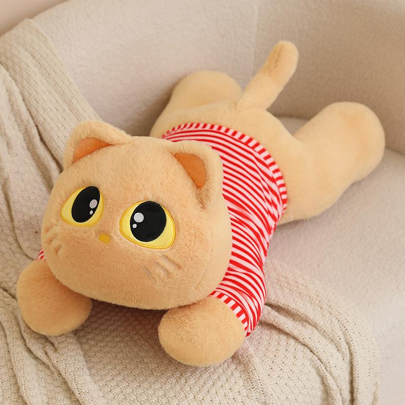 70cm Cute White/Black/Yellow Cat Plush Toy Doll Cuddly Pillow Cushion Ins Big Eyes Cat Plush Toy Doll for Boy Girl Brithday Gift