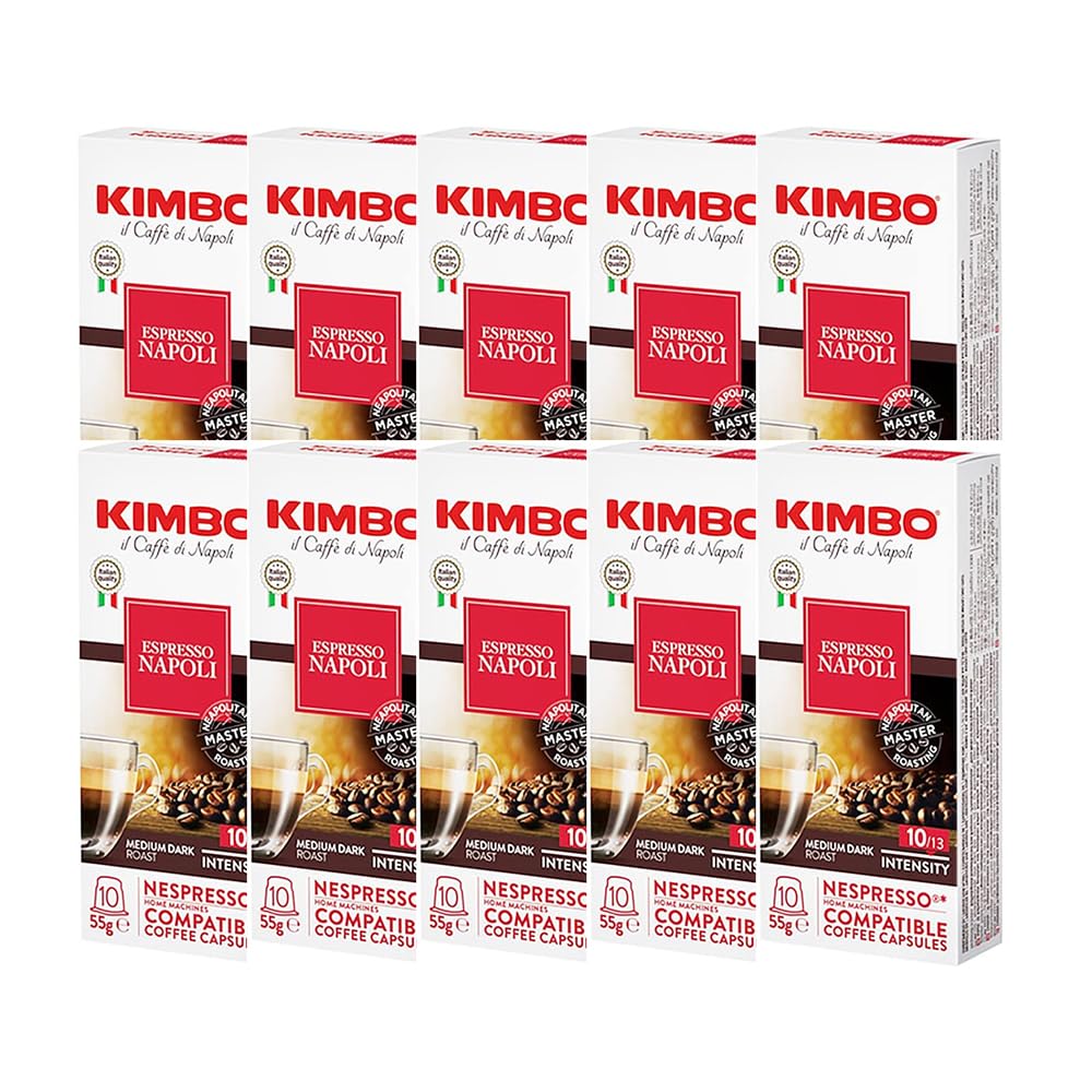 

KIMBO Nespresso Compatible Espresso Capsules, Napoli Medium Roast, 10 Capsules x 10 Boxes (100 Capsules), Authentic