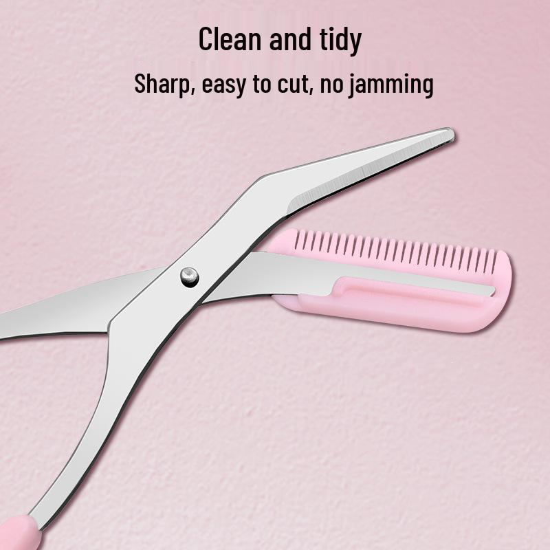 Portable Sharp Eyebrow Trimming Scissors with Built-in Comb for Beginners