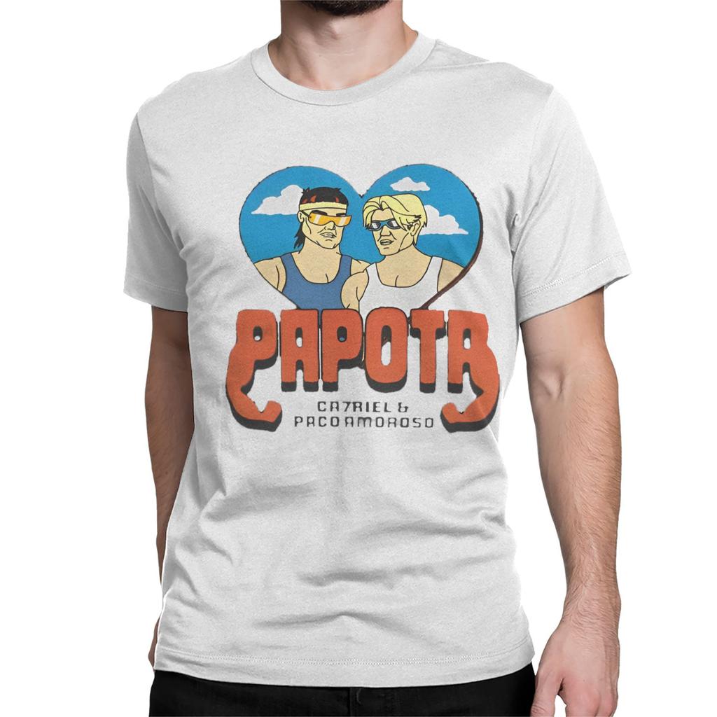 CA7RIEL & Paco Amoroso Papota Tour T Shirts for Men 100% Cotton Vintage T-Shirts O Neck  Tees Short Sleeve Clothing Plus Size
