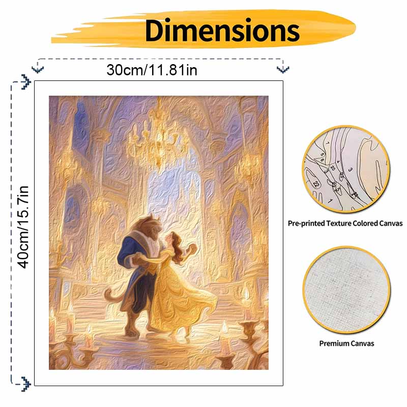 disney beauty and the beast digital oil painting hand painting kit diy home decoration.romantic ballroom dance scene.canvas art