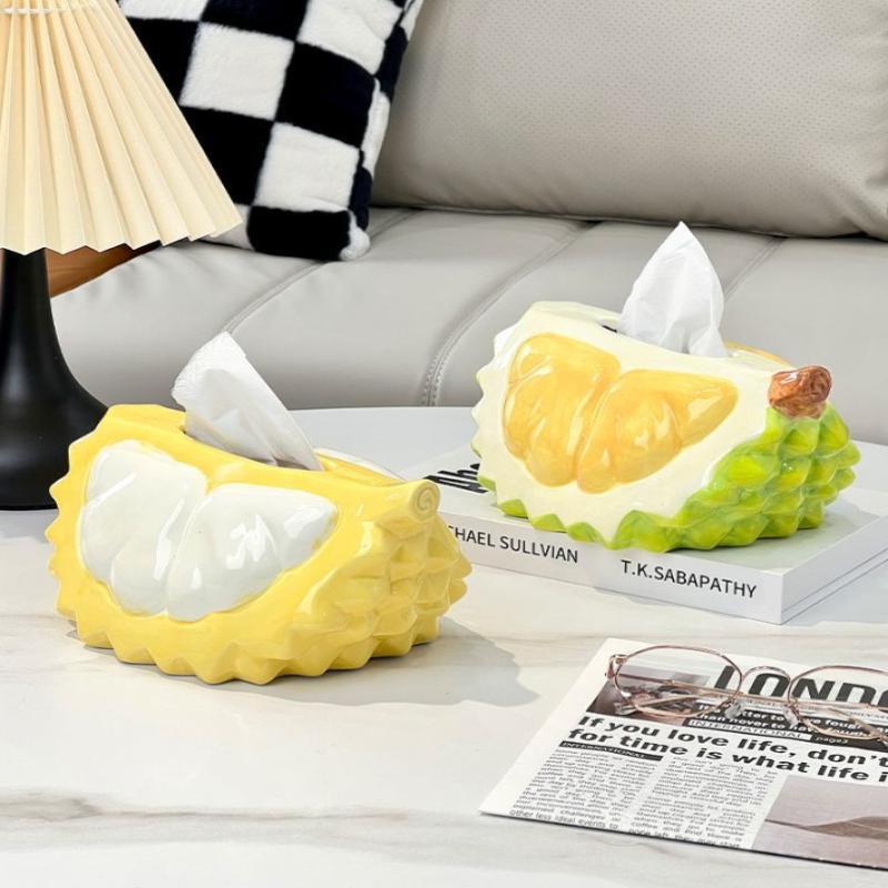 2025  Durian Shaped Paper Towel Holder Creative Large Capacity Tissue Storage Box Smooth Paper Container Tissue Box