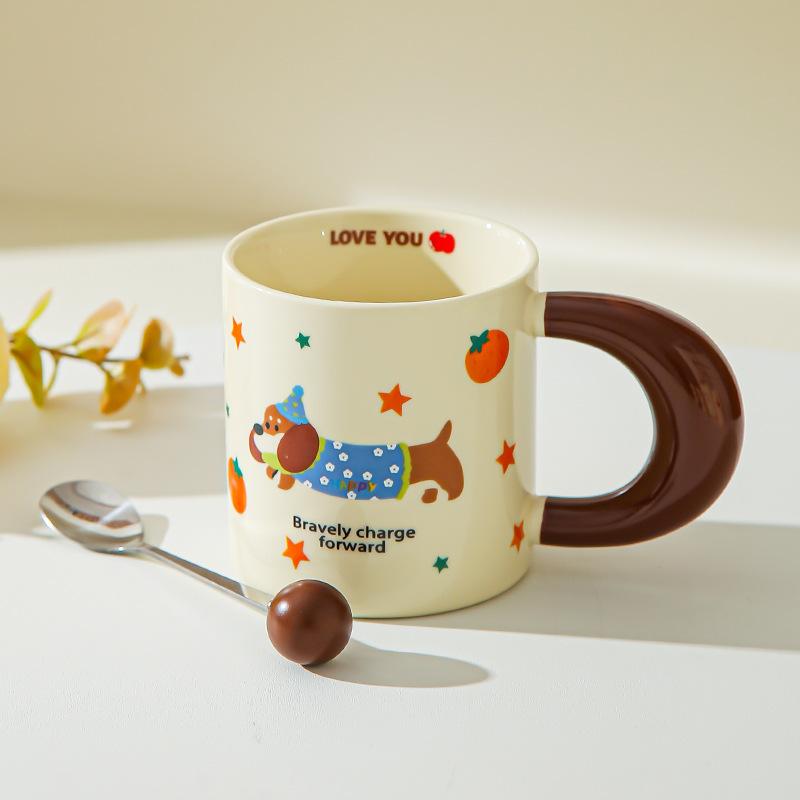 Dachshund Mug Girl Cute Household Drinking Cup New Coffee Breakfast Cup Couple Ceramic Cup